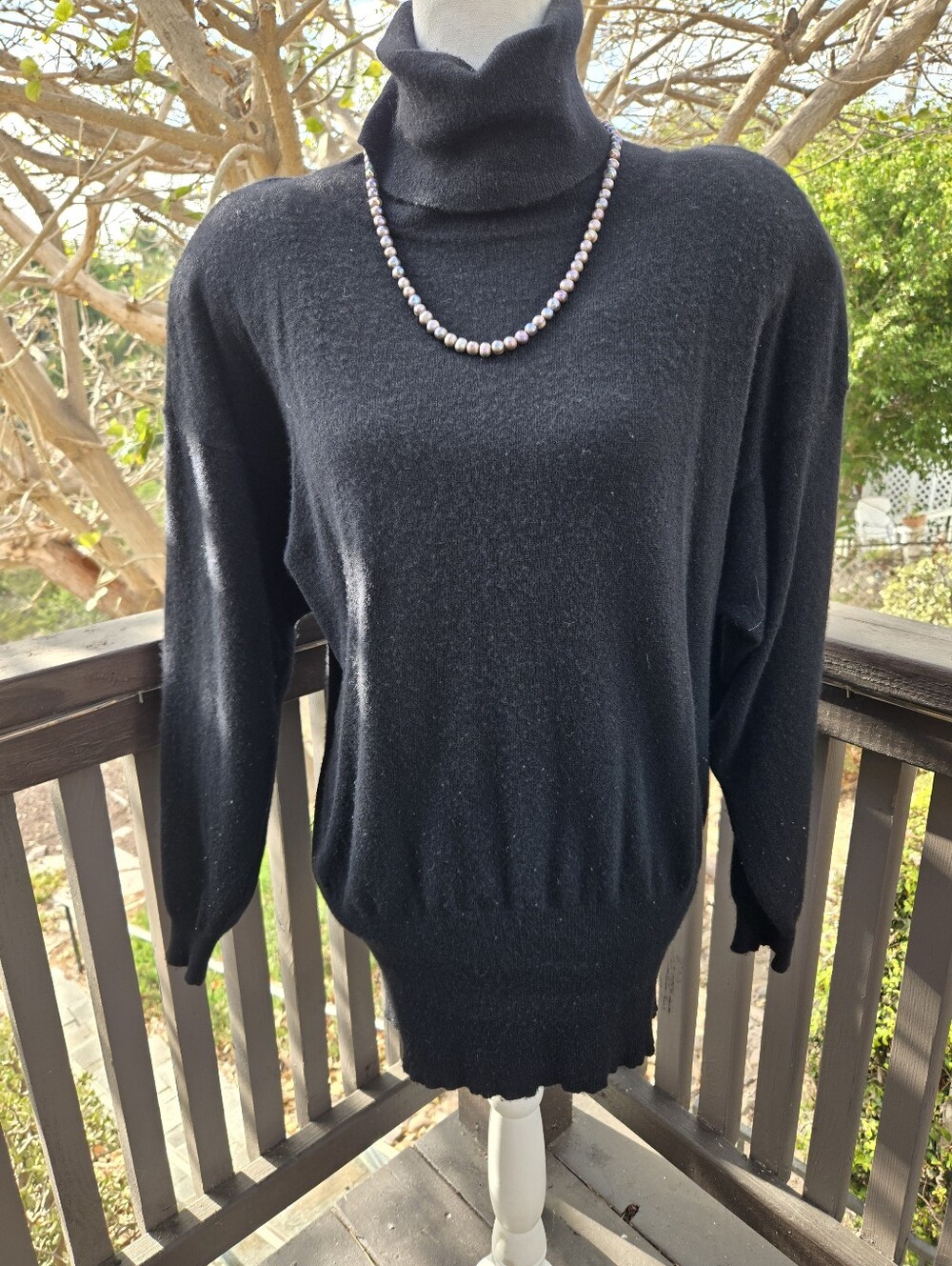 Vintage Eighties I Magnin Black Cashmere Turtleneck Women's Sweater -